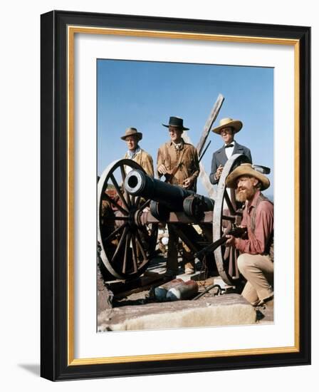 Alamo by JohnWayne with Richard Widmark, John Wayne and Laurence Harvey, 1960 (photo)-null-Framed Photo