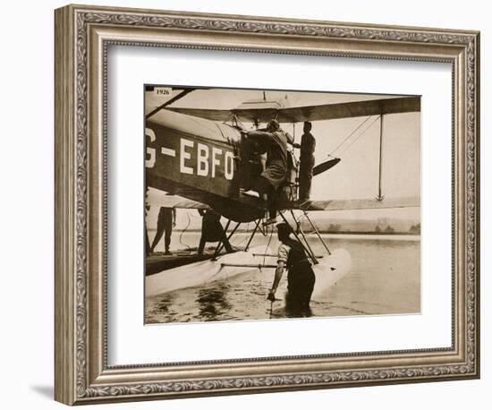 Alan Cobham Climbing into His Plane before Setting Off for Australia, Rochester, 1926-English Photographer-Framed Giclee Print