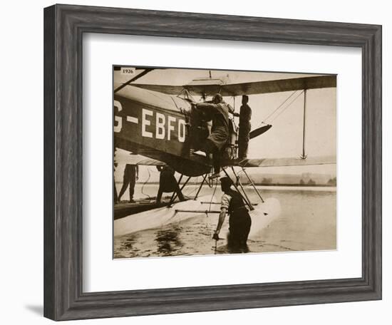 Alan Cobham Climbing into His Plane before Setting Off for Australia, Rochester, 1926-English Photographer-Framed Giclee Print