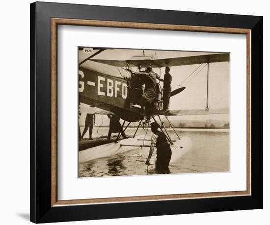 Alan Cobham Climbing into His Plane before Setting Off for Australia, Rochester, 1926-English Photographer-Framed Giclee Print