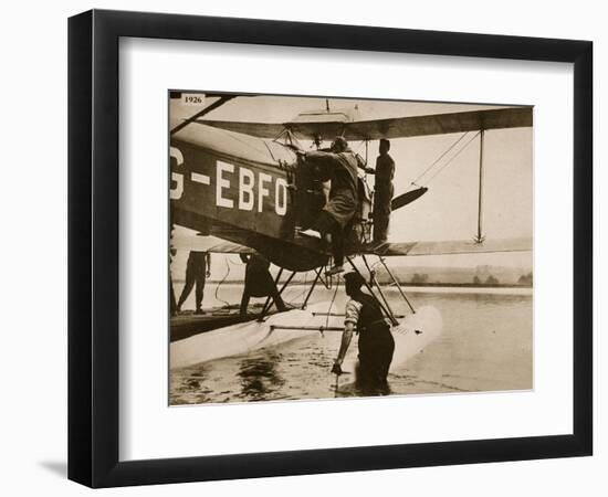 Alan Cobham Climbing into His Plane before Setting Off for Australia, Rochester, 1926-English Photographer-Framed Giclee Print