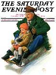 "Sledding with Grandpa," Saturday Evening Post Cover, February 8, 1930-Alan Foster-Giclee Print