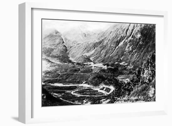 Alaska - Aerial View of a Railroad Track Loop-Lantern Press-Framed Art Print