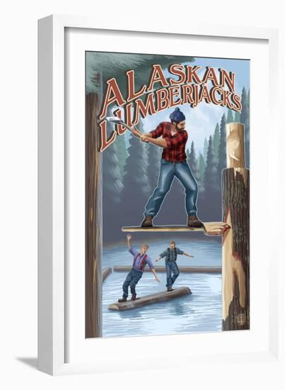 Alaska, Alaskan Lumberjacks-Lantern Press-Framed Art Print