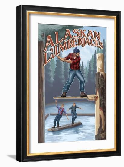 Alaska, Alaskan Lumberjacks-Lantern Press-Framed Art Print