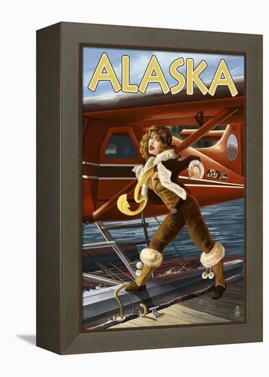 Alaska - Aviator Pinup Girl-Lantern Press-Framed Stretched Canvas