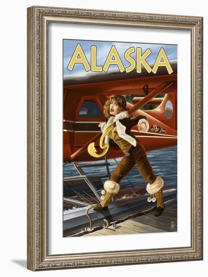 Alaska - Aviator Pinup Girl-Lantern Press-Framed Art Print