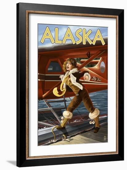 Alaska - Aviator Pinup Girl-Lantern Press-Framed Art Print