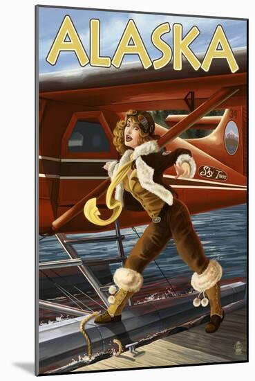 Alaska - Aviator Pinup Girl-Lantern Press-Mounted Art Print