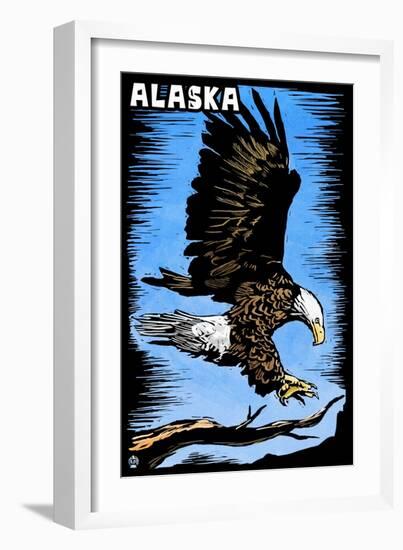Alaska - Bald Eagle - Scratchboard-Lantern Press-Framed Art Print