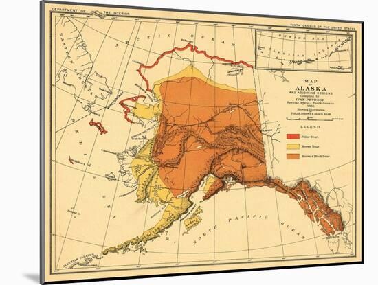 Alaska - Bear Population State Map-Lantern Press-Mounted Art Print