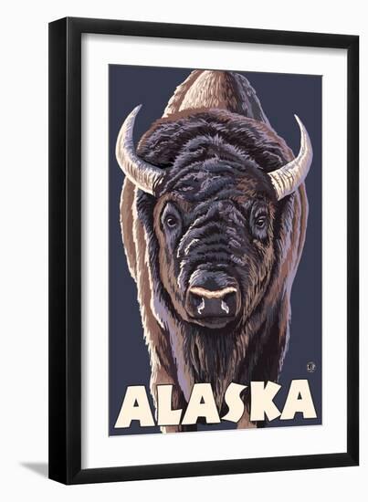 Alaska, Bison Up Close-Lantern Press-Framed Art Print