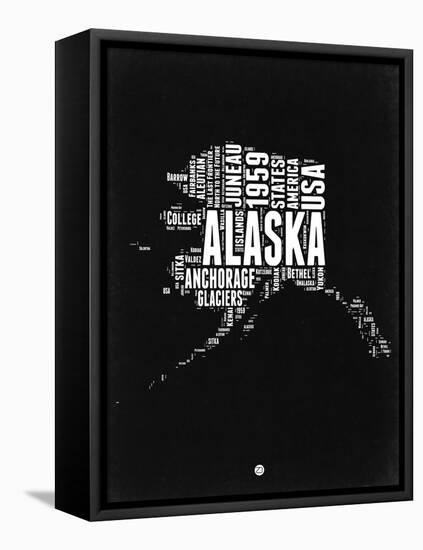 Alaska Black and White Map-NaxArt-Framed Stretched Canvas