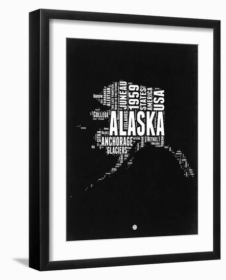 Alaska Black and White Map-NaxArt-Framed Art Print