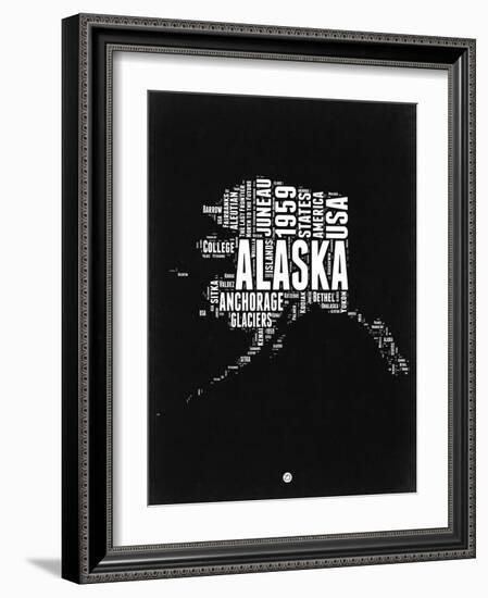 Alaska Black and White Map-NaxArt-Framed Art Print