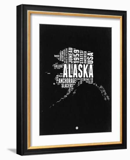 Alaska Black and White Map-NaxArt-Framed Art Print