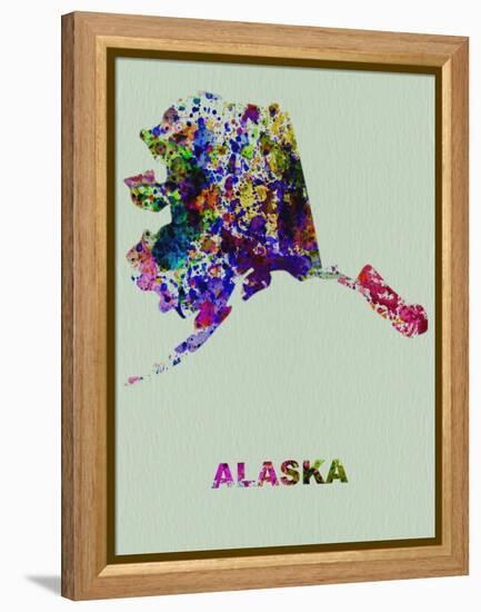 Alaska Color Splatter Map-NaxArt-Framed Stretched Canvas