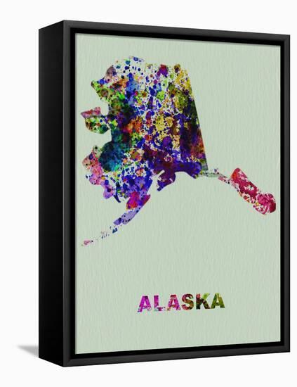 Alaska Color Splatter Map-NaxArt-Framed Stretched Canvas