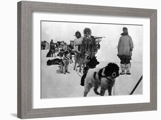 Alaska - Dog Sled Team and Men in Parkas-Lantern Press-Framed Art Print