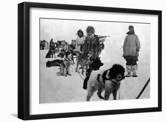 Alaska - Dog Sled Team and Men in Parkas-Lantern Press-Framed Art Print