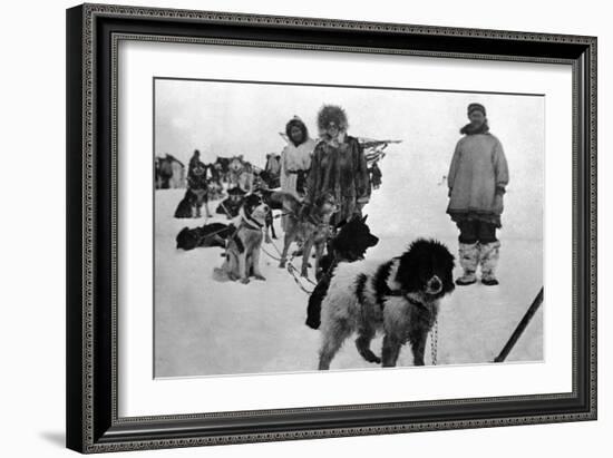 Alaska - Dog Sled Team and Men in Parkas-Lantern Press-Framed Art Print