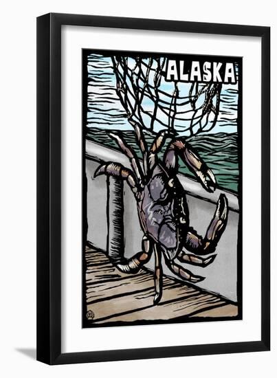 Alaska - Dungeness Crab - Scratchboard-Lantern Press-Framed Art Print