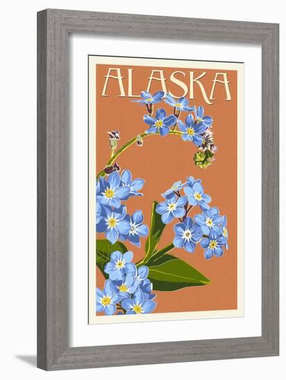 Alaska - Forget-Me-Nots-Lantern Press-Framed Art Print