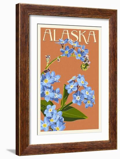 Alaska - Forget-Me-Nots-Lantern Press-Framed Art Print