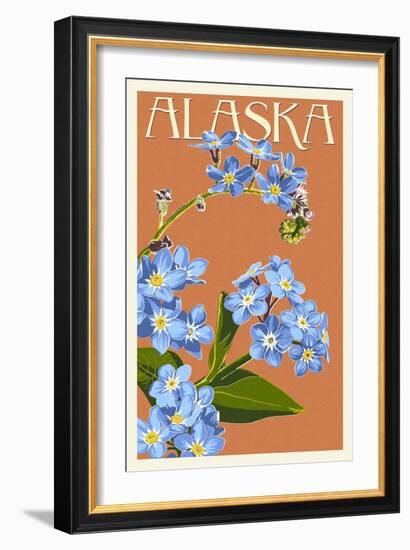 Alaska - Forget-Me-Nots-Lantern Press-Framed Art Print