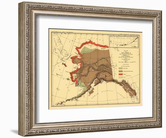 Alaska - Fox Population State Map-Lantern Press-Framed Art Print