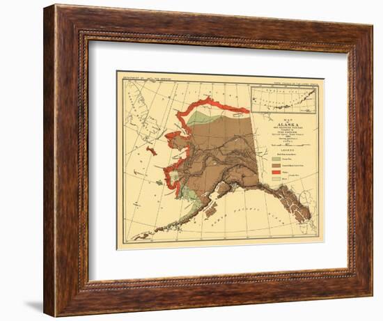 Alaska - Fox Population State Map-Lantern Press-Framed Art Print