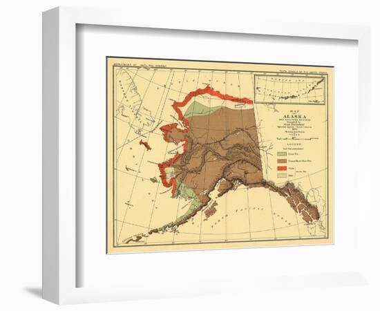 Alaska - Fox Population State Map-Lantern Press-Framed Art Print