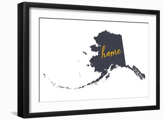 Alaska - Home State- Gray on White-Lantern Press-Framed Art Print