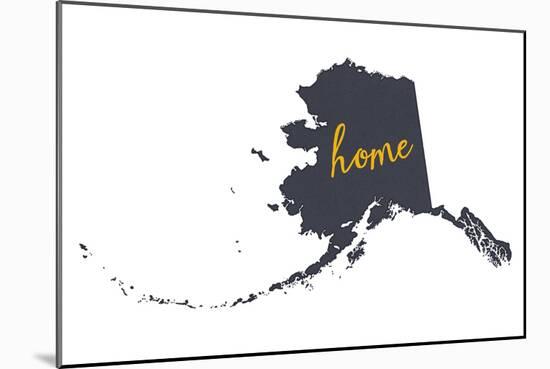 Alaska - Home State- Gray on White-Lantern Press-Mounted Art Print