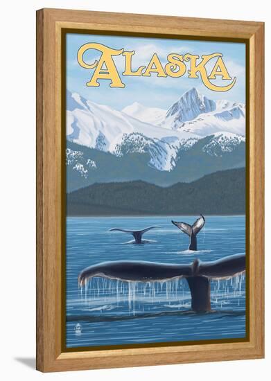 Alaska - Humpback Whale Family-Lantern Press-Framed Stretched Canvas