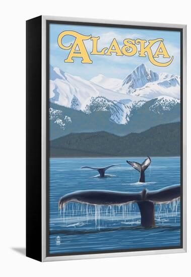 Alaska - Humpback Whale Family-Lantern Press-Framed Stretched Canvas