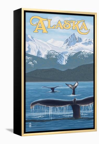 Alaska - Humpback Whale Family-Lantern Press-Framed Stretched Canvas