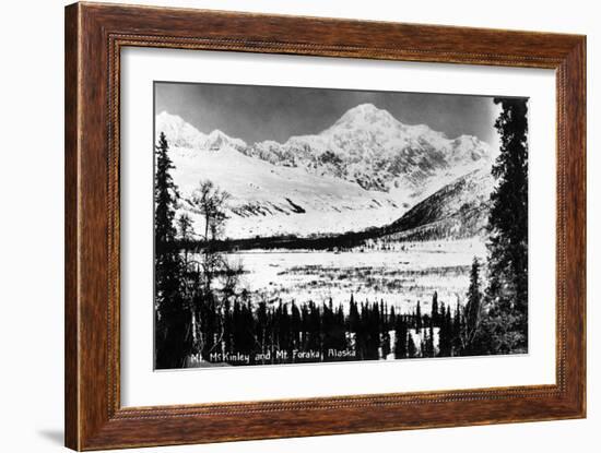 Alaska - Mt McKinley and Mt Foraka-Lantern Press-Framed Art Print