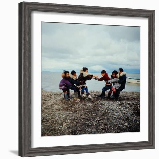 Alaska: Native Alaskan Children Playing a Game of Tug-Of-War-Ralph Crane-Framed Photographic Print