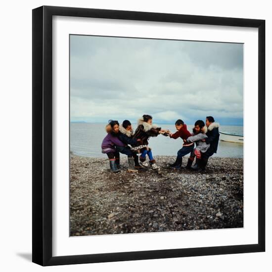 Alaska: Native Alaskan Children Playing a Game of Tug-Of-War-Ralph Crane-Framed Photographic Print