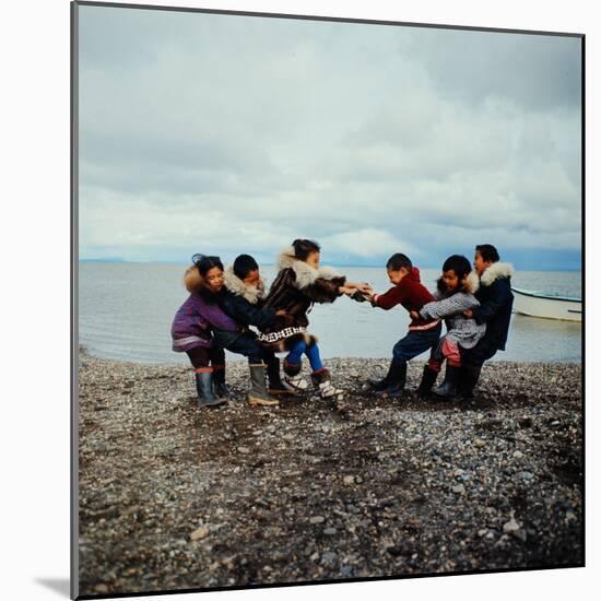 Alaska: Native Alaskan Children Playing a Game of Tug-Of-War-Ralph Crane-Mounted Photographic Print