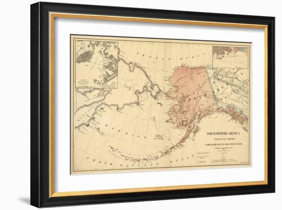 Alaska - Panoramic State Map-Lantern Press-Framed Premium Giclee Print