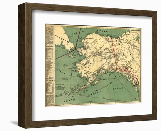 Alaska - Panoramic State Map-Lantern Press-Framed Premium Giclee Print