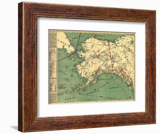 Alaska - Panoramic State Map-Lantern Press-Framed Premium Giclee Print