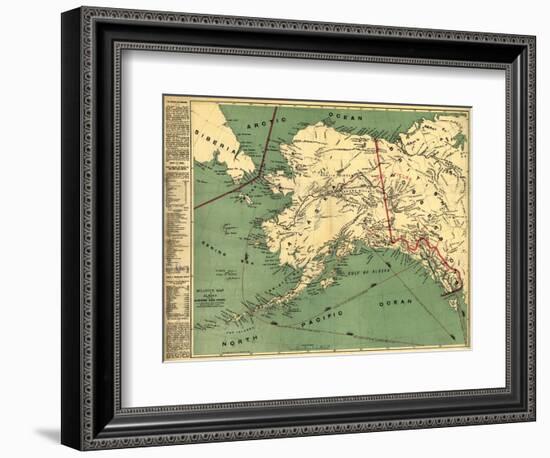 Alaska - Panoramic State Map-Lantern Press-Framed Premium Giclee Print