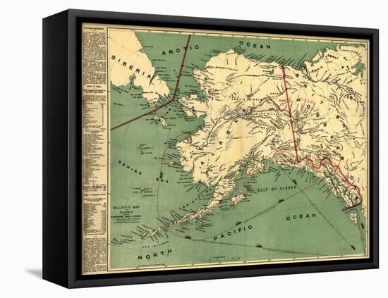 Alaska - Panoramic State Map-Lantern Press-Framed Stretched Canvas