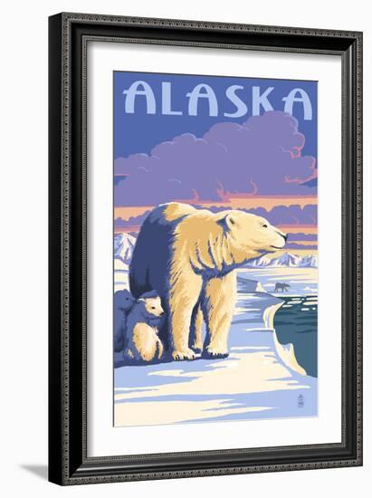 Alaska - Polar Bear at Sunrise-Lantern Press-Framed Art Print