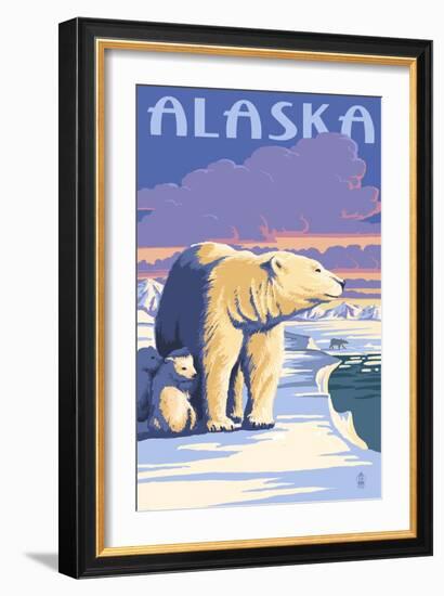Alaska - Polar Bear at Sunrise-Lantern Press-Framed Art Print