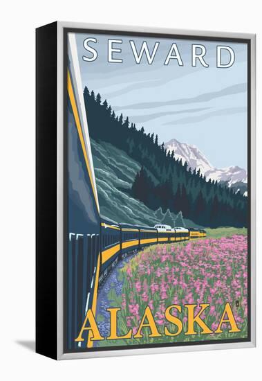 Alaska Railroad Scene, Seward, Alaska-Lantern Press-Framed Stretched Canvas