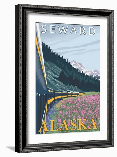 Alaska Railroad Scene, Seward, Alaska-Lantern Press-Framed Art Print